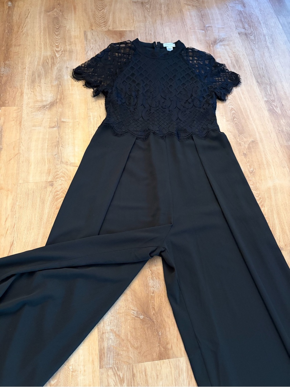 APRICOT Black Lace Bodice Straight Leg Jumpsuit